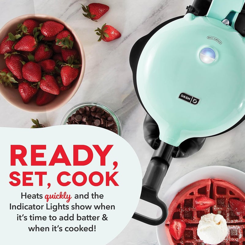 Dash صانعة الوافل البلجيكية القابلة للتقليب - قالب وافل بسماكة 1 بوصة، مكواة وافل غير لاصقة مع تسخين سريع، صانعة وافل بلجيكية دوارة للأطفال والعائلات، فقط أضف العجين (أكوا)  - Image 3